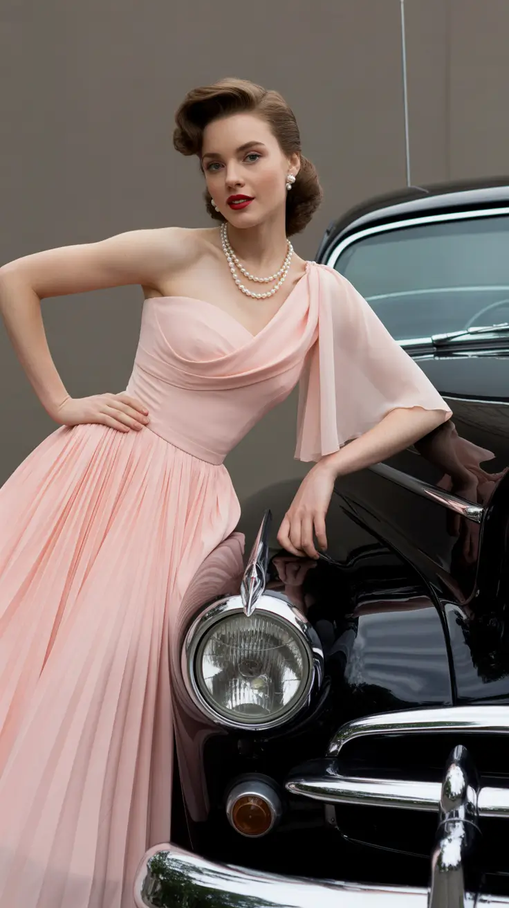 spring formal outfits dress Vintage Romance in Blush Chiffon