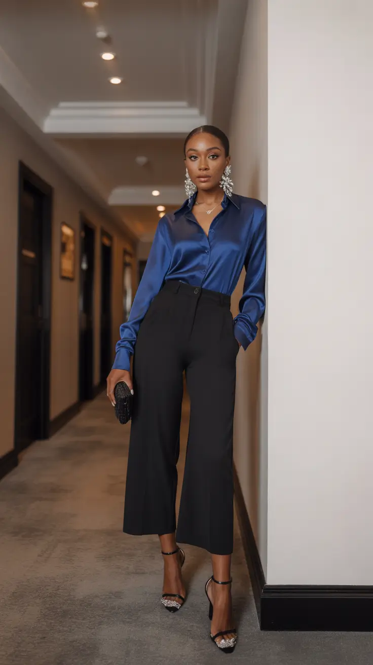 spring formal outfits pants Midnight Satin With Sculpted Minimalism