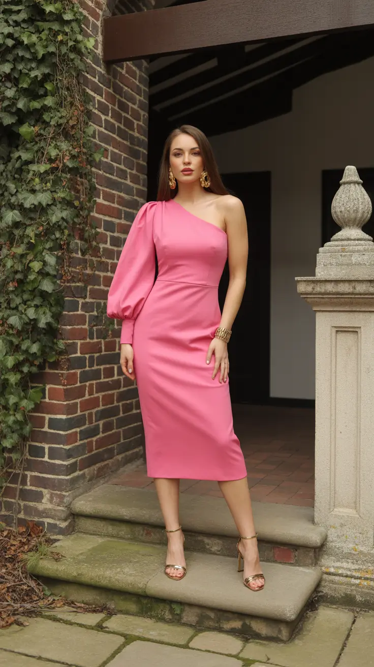 spring formal outfits aesthetic Bold Color Confidence in One-Shoulder Pink