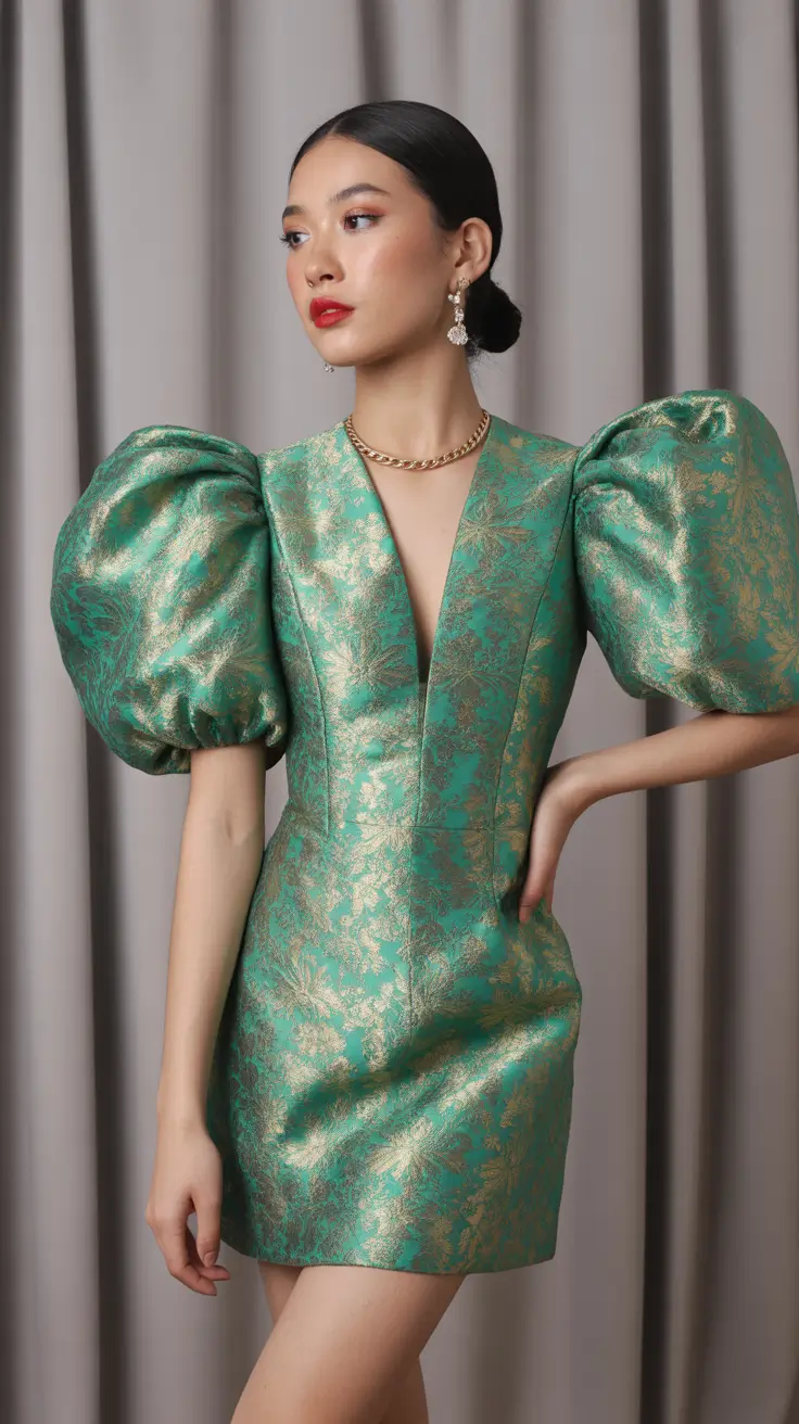 spring formal outfits dress A Regal Green Moment With Dramatic Volume