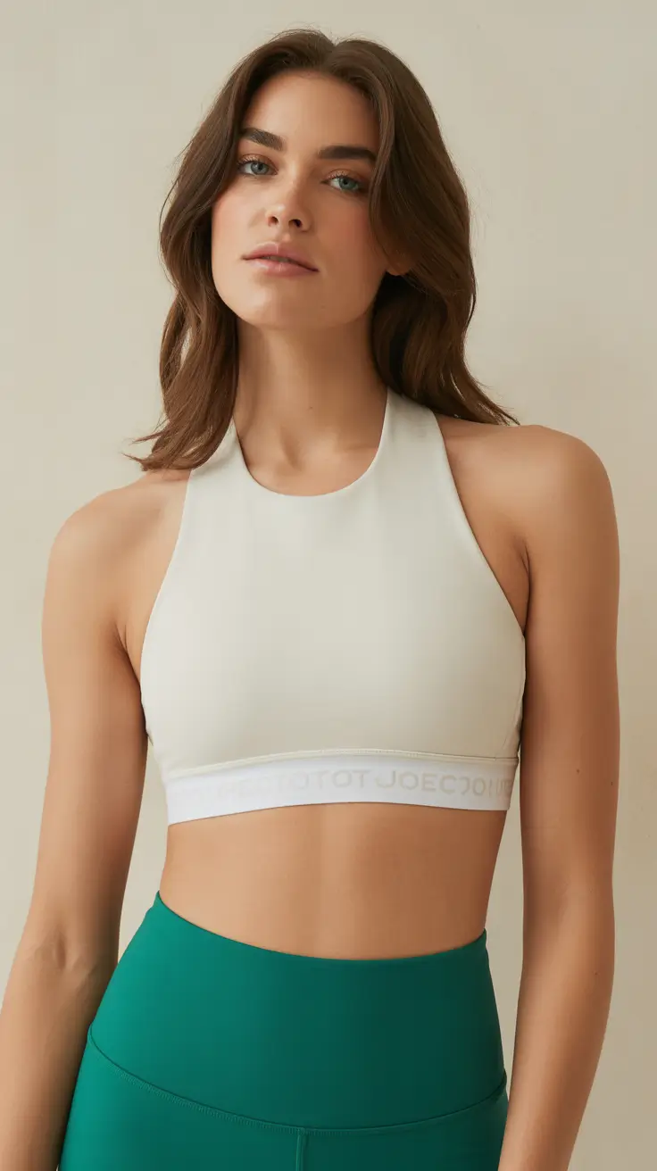 gorgeous spring workout outfits 2026 Clean White Halter and Teal Leggings for Modern Spring Balance