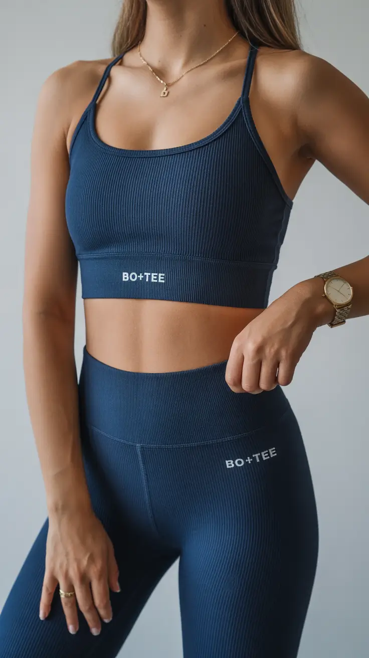 gorgeous spring workout outfits 2026 Navy Ribbed Set for Effortless Spring Confidence