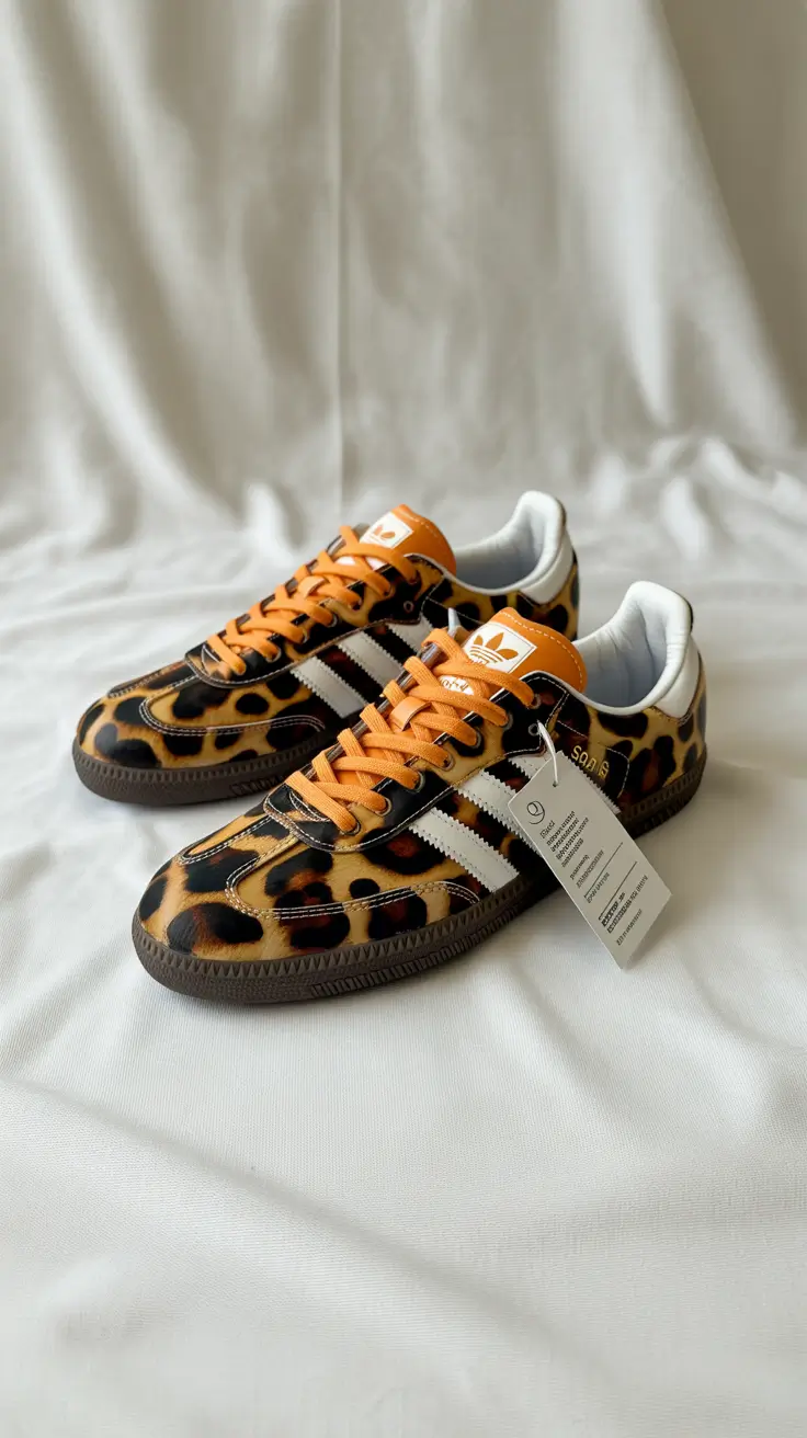 must-have sneakers spring outfit 2026 Leopard Energy with Retro Adidas Flair