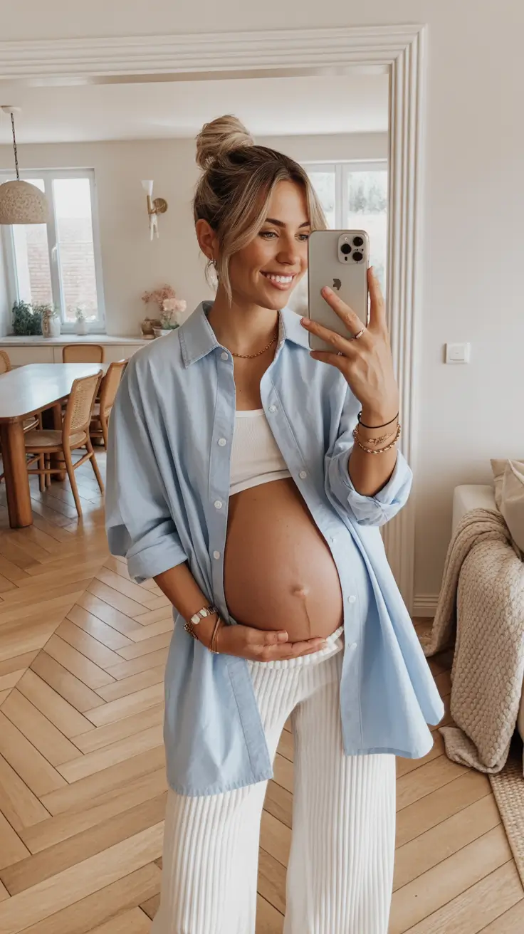 must-have spring outfit for pregnant women 2026 - Soft Layers for Slow Spring Mornings