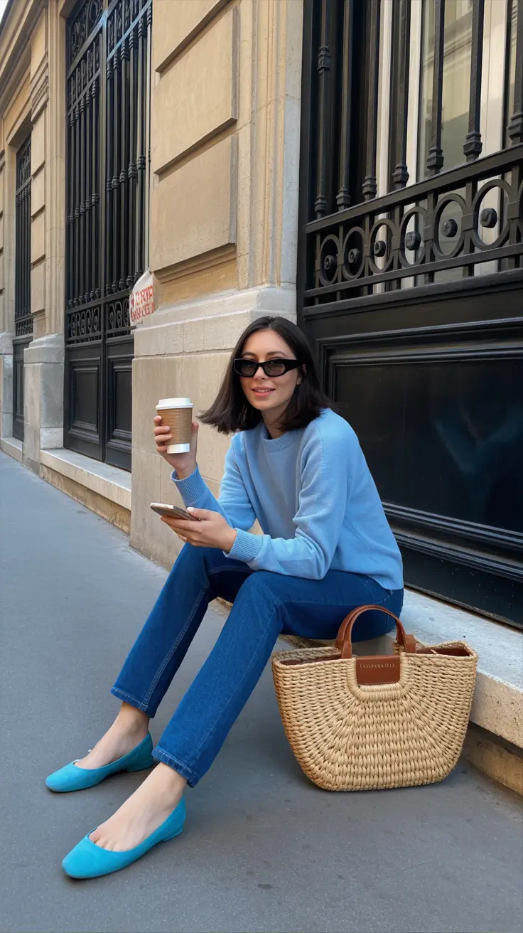 top spring capsule wardrobe 2026 Soft Blue Monochrome With Parisian Ease