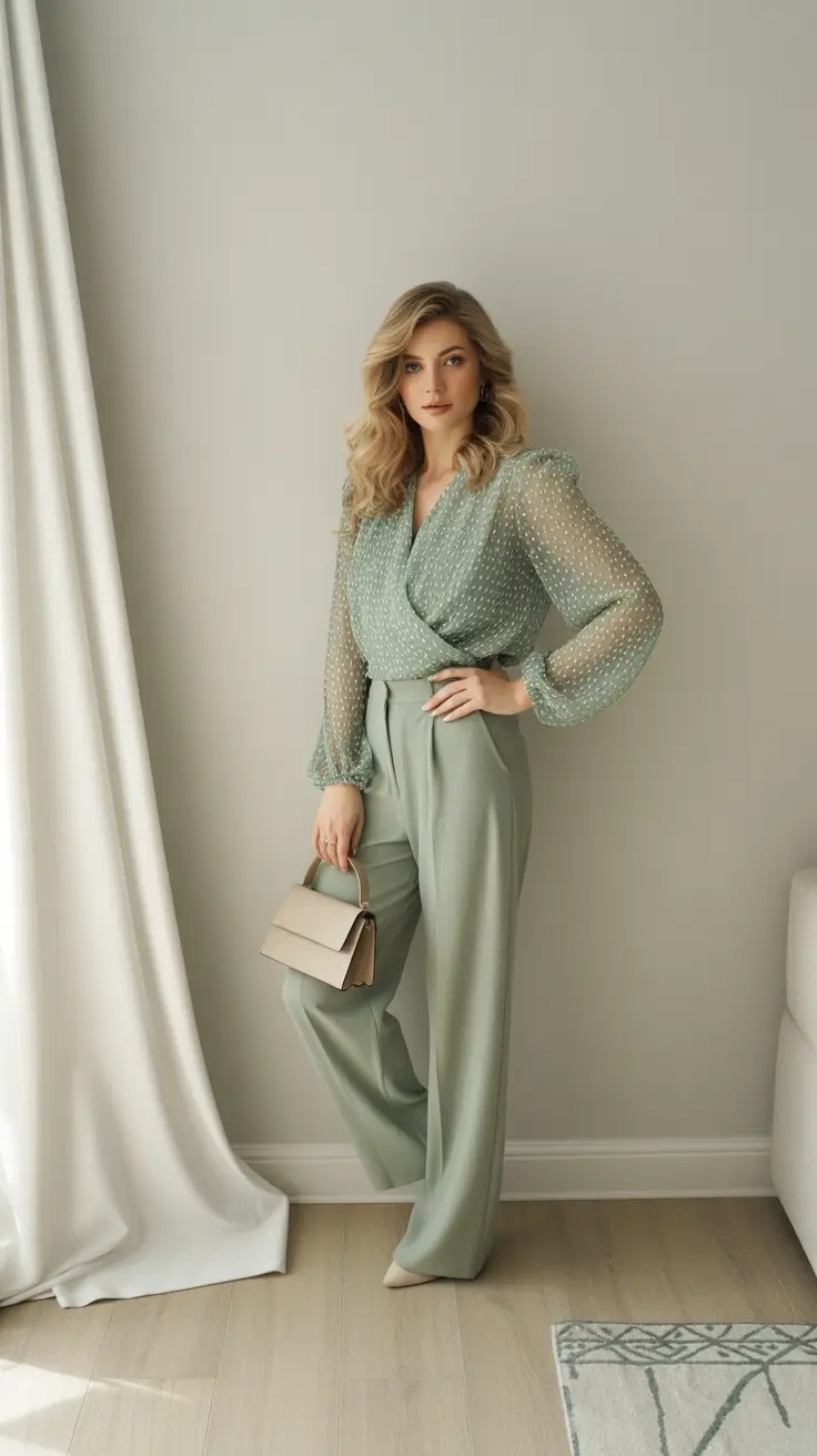 Top spring office outfits 2026 Soft Sage Layers for Dreamy Spring Light