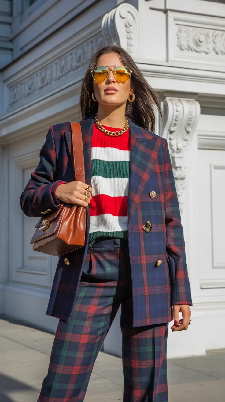 Top spring office outfits 2026 Patterned Power Suit With a Playful Twist