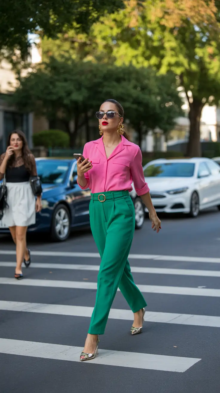 Top spring office outfits 2026 Vibrant Color Blocking for Confident Spring Days