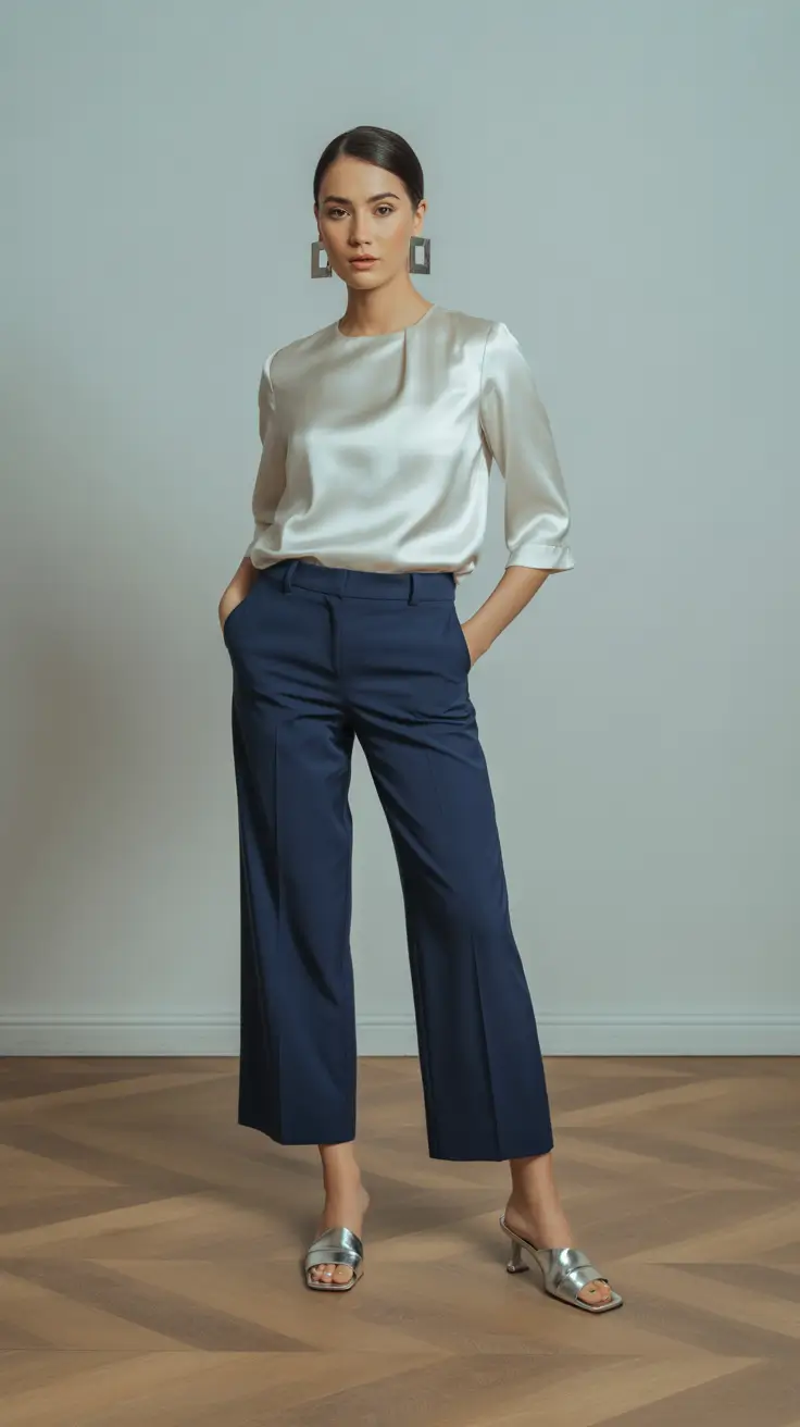 Top spring office outfits 2026 Silky Minimalism With Metallic Spring Accents