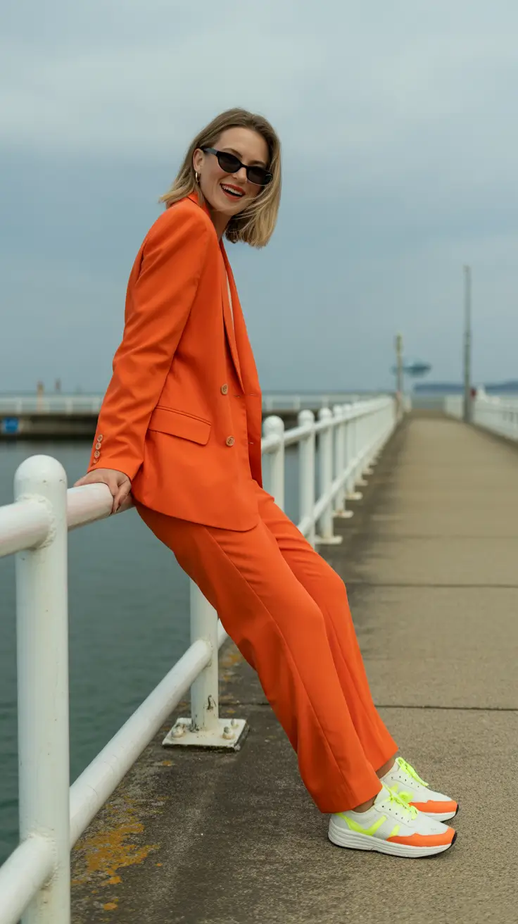 spring outfits women over 40 2026 Bright Tailoring with a Sporty Twist