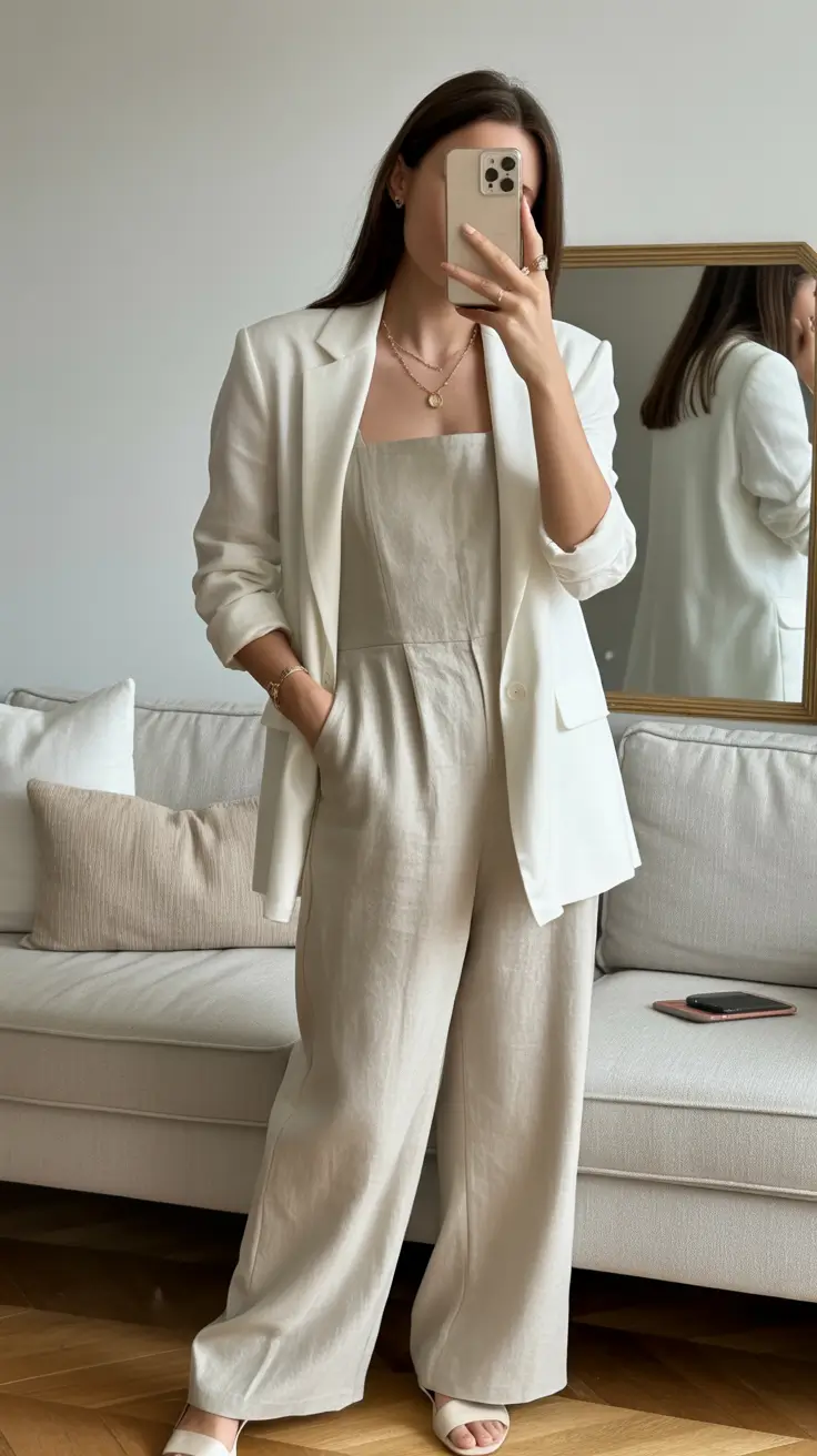 spring outfits women over 40 2026 Monochrome Linen Layers for Effortless Polish