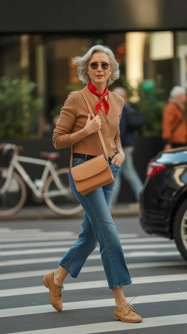 outfits for women over 50 spring - Retro-Neutral Spring Style With a Pop of Red