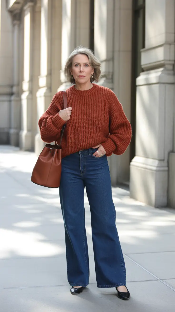 outfits for women over 50 spring - Warm Earth Tones and Structured Denim for Everyday Ease