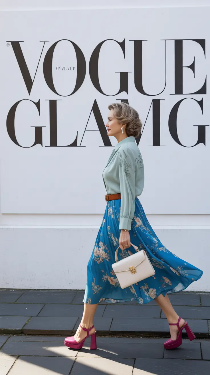 outfits for women over 50 spring - Whimsical Spring Elegance in Soft Pastels and Floaty Florals