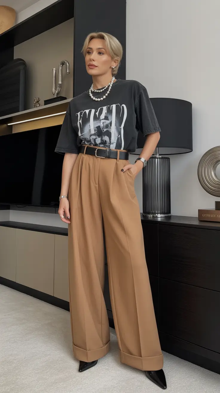 spring travel outfits 2026 - Graphic Tee Edge with Tailored Confidence