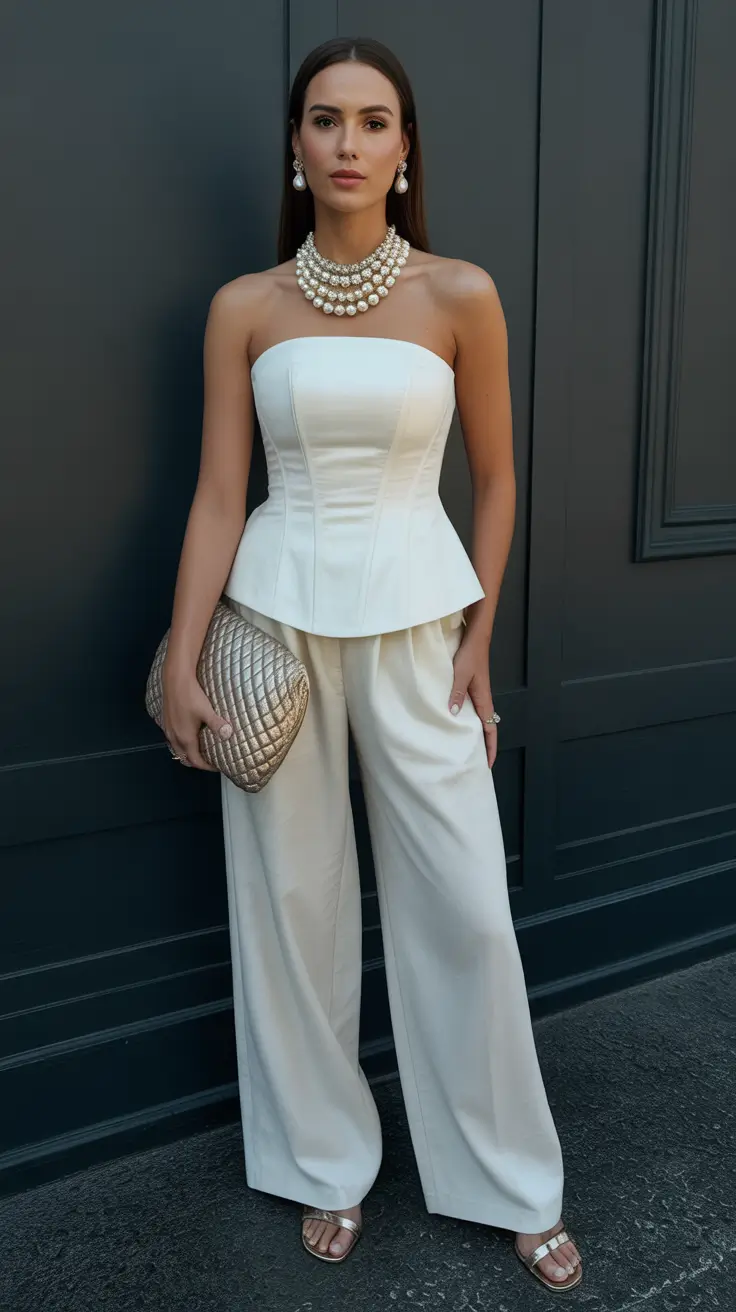 spring travel outfits 2026 - Elegant All-White Evening Ensemble for Luxury Travel Moments