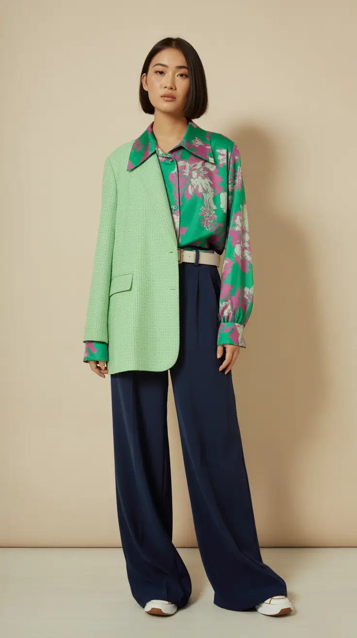 spring wardrobe 2026 Mint Blazer and Jewel-Toned Florals