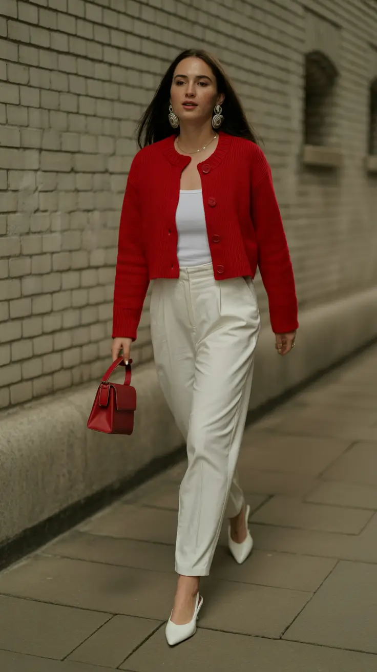 spring wardrobe 2026 Red Knit Confidence
