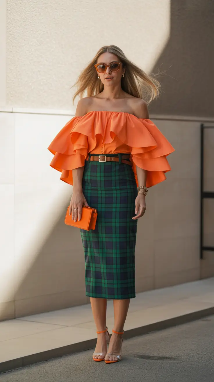 spring wardrobe 2026 Ruffles and Tartan with Spring Drama