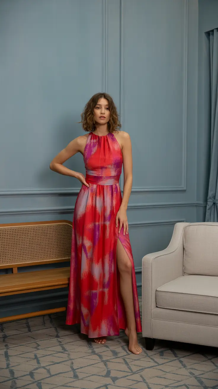 spring wedding outfits for guest Watercolor Glamour With High-Slit Drama