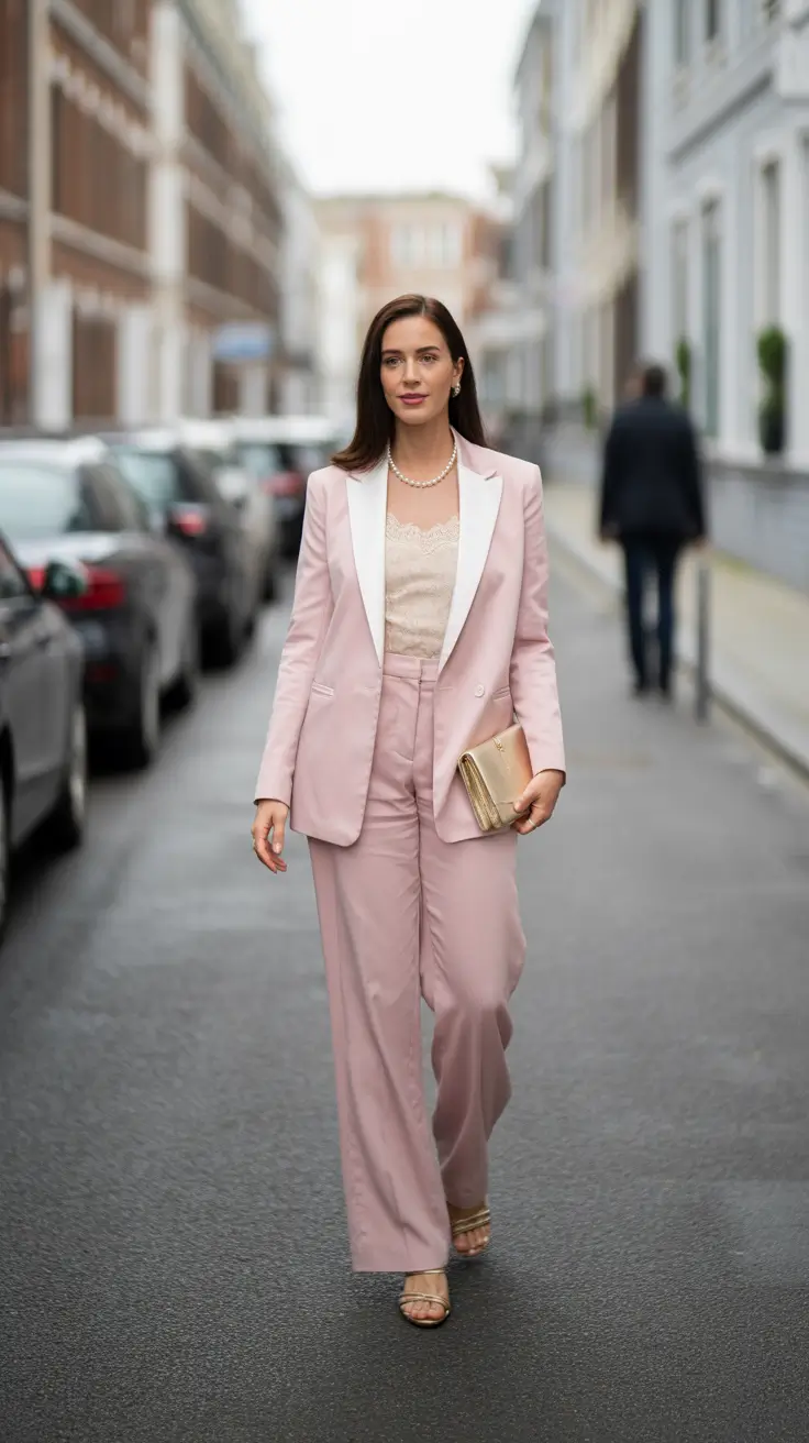 spring wedding outfits for guest Polished Pink Suiting With Feminine Details