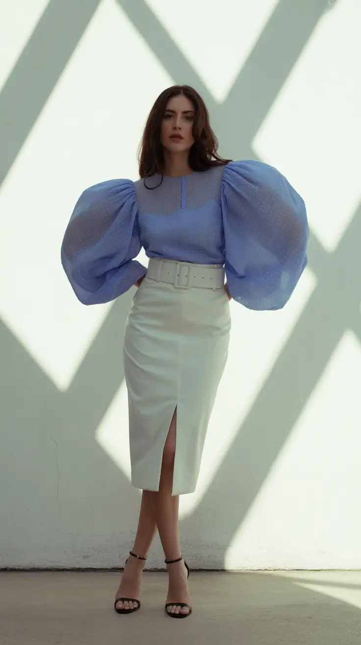 spring wedding outfits for guest Ethereal Volume in Sky-Blue Organza