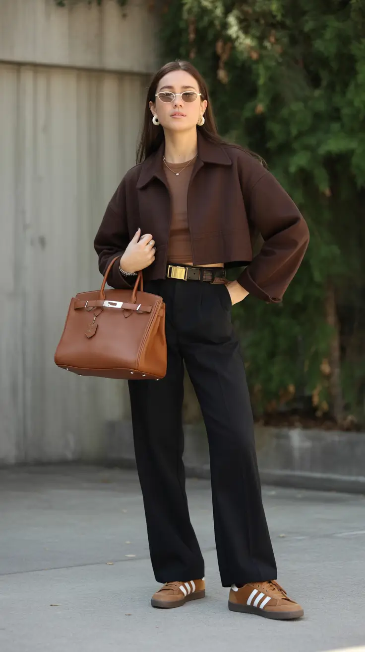 cold spring outfits 2026 Coffee-to-Meeting Neutrals With Modern Lines