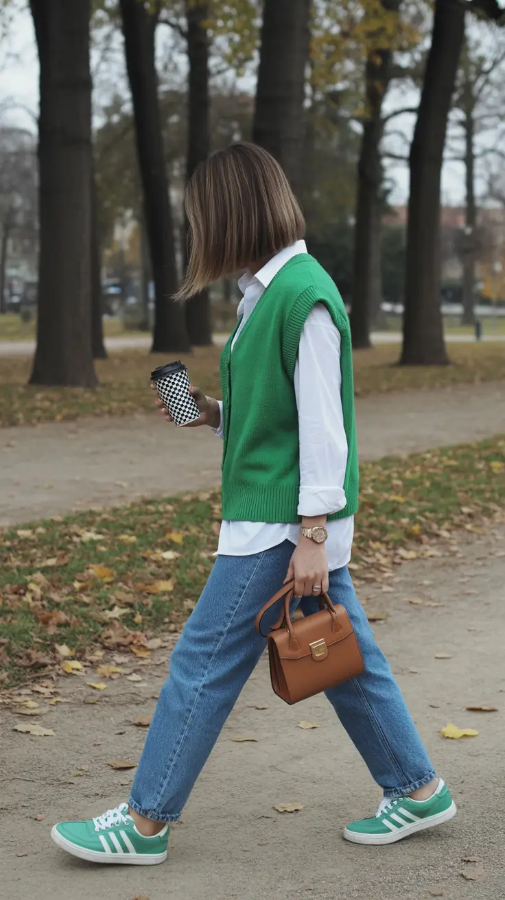 cold spring outfits 2026 Fresh Green Layers for Park Days in Early Spring