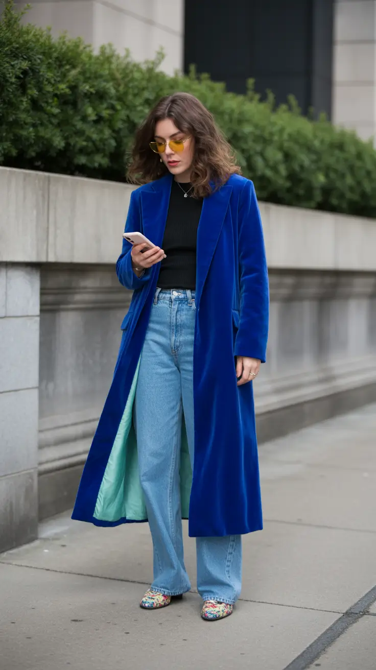 cold spring outfits 2026 Electric Blue Confidence for Cold Spring Streets