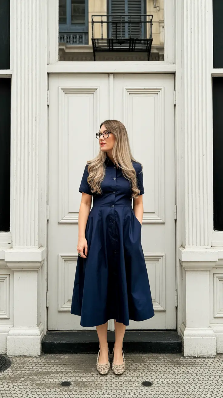spring dress outfits 2026 Navy Shirt Dress Ease for Everyday Confidence