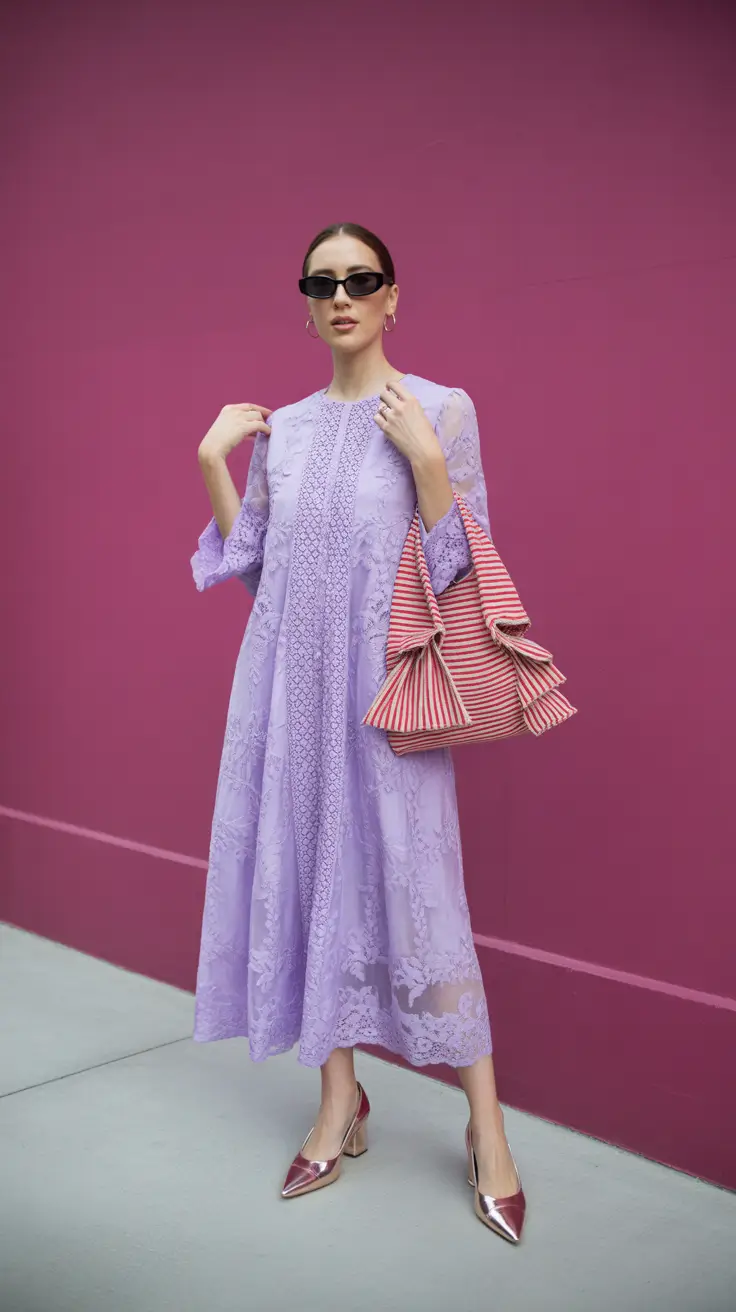 spring dress outfits 2026 Lavender Lace for Dreamy Spring Moments