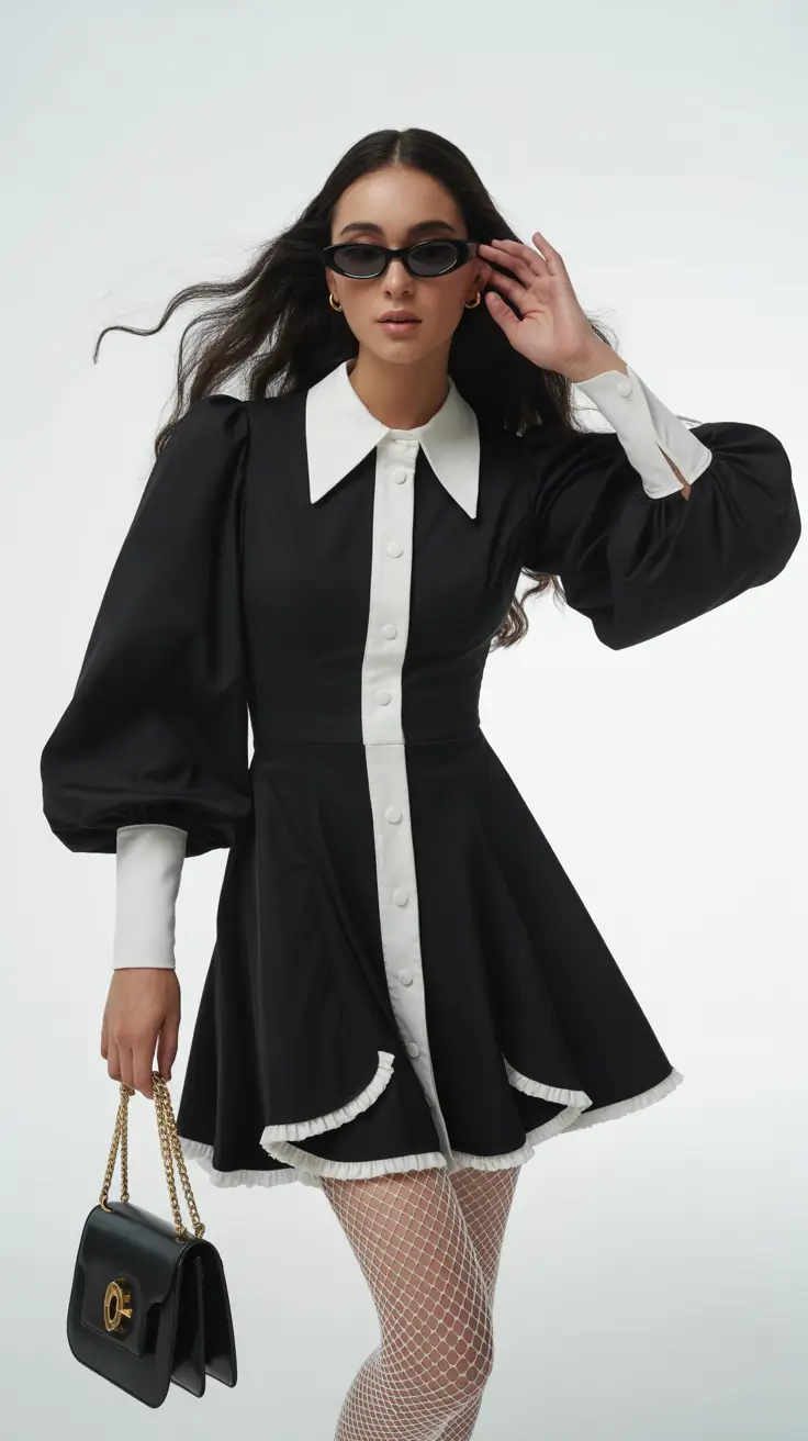 spring dress outfits 2026 Monochrome Drama with a Modern Retro Edge