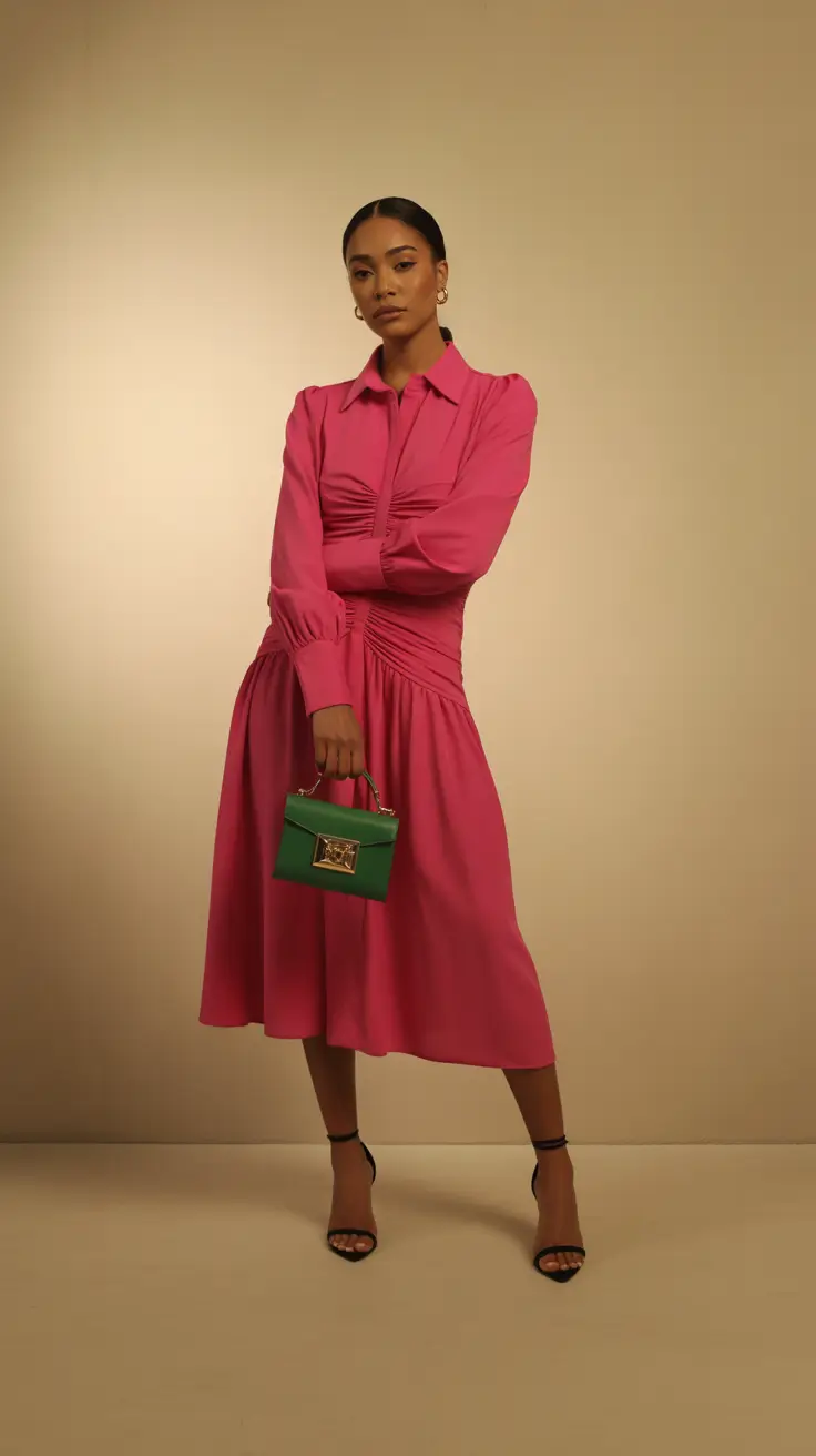 spring dress outfits 2026 Bold Pink Elegance with a Modern Twist