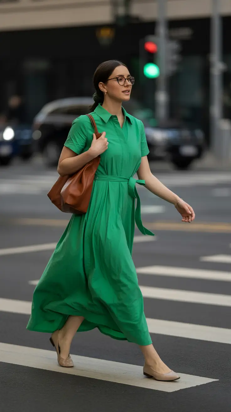 spring dress outfits 2026 A Clean Green Shirt Dress for Everyday Simplicity