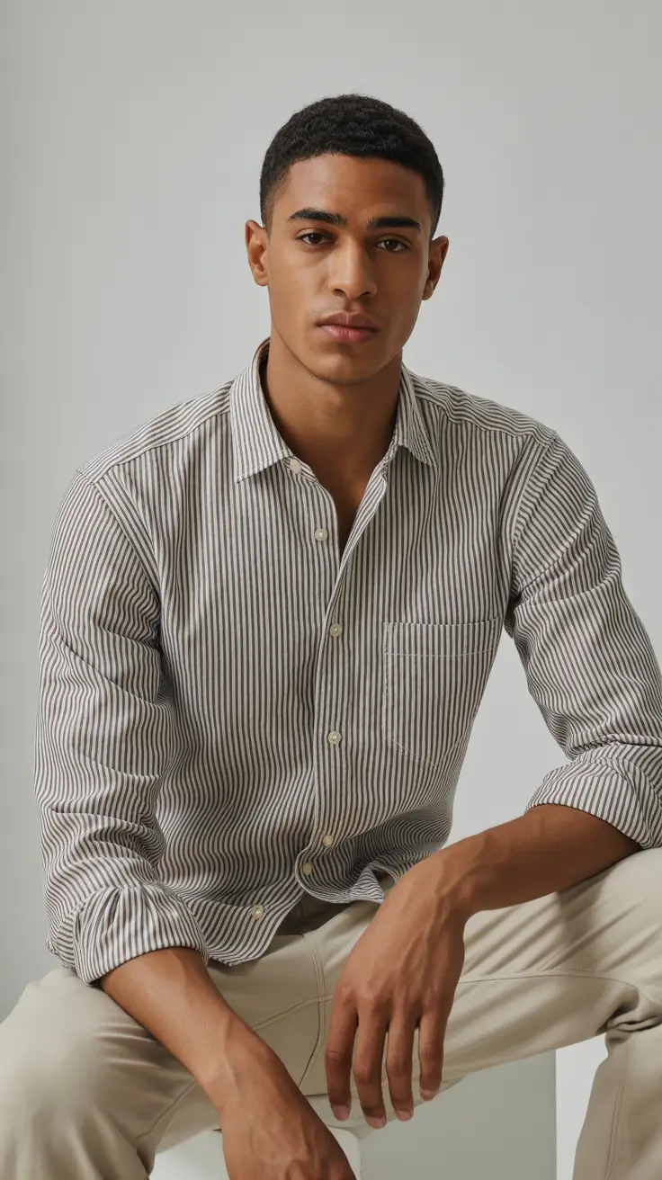 spring outfits men 2026 Striped Classics with a Clean Modern Palette