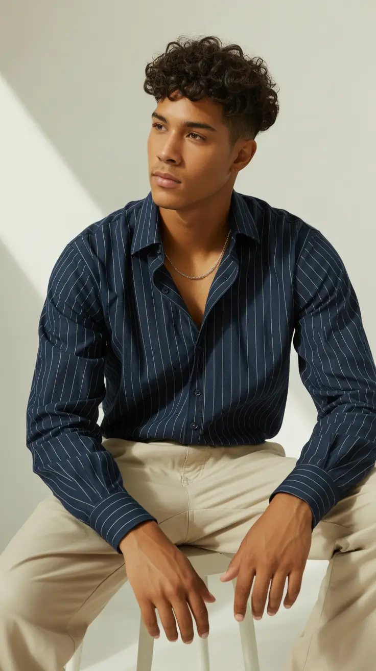 spring outfits men 2026 Deep Pinstripes with Modern Quiet Luxury