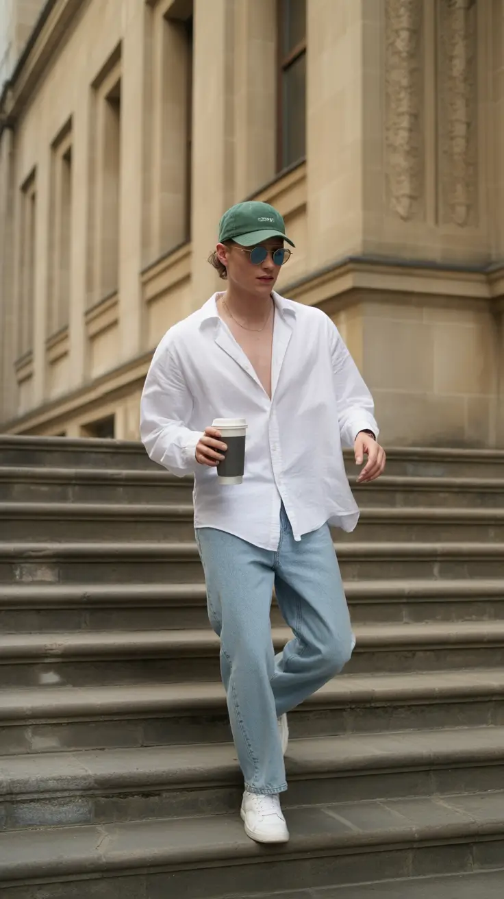 spring outfits men 2026 Relaxed Street Minimalism with a Soft Edge