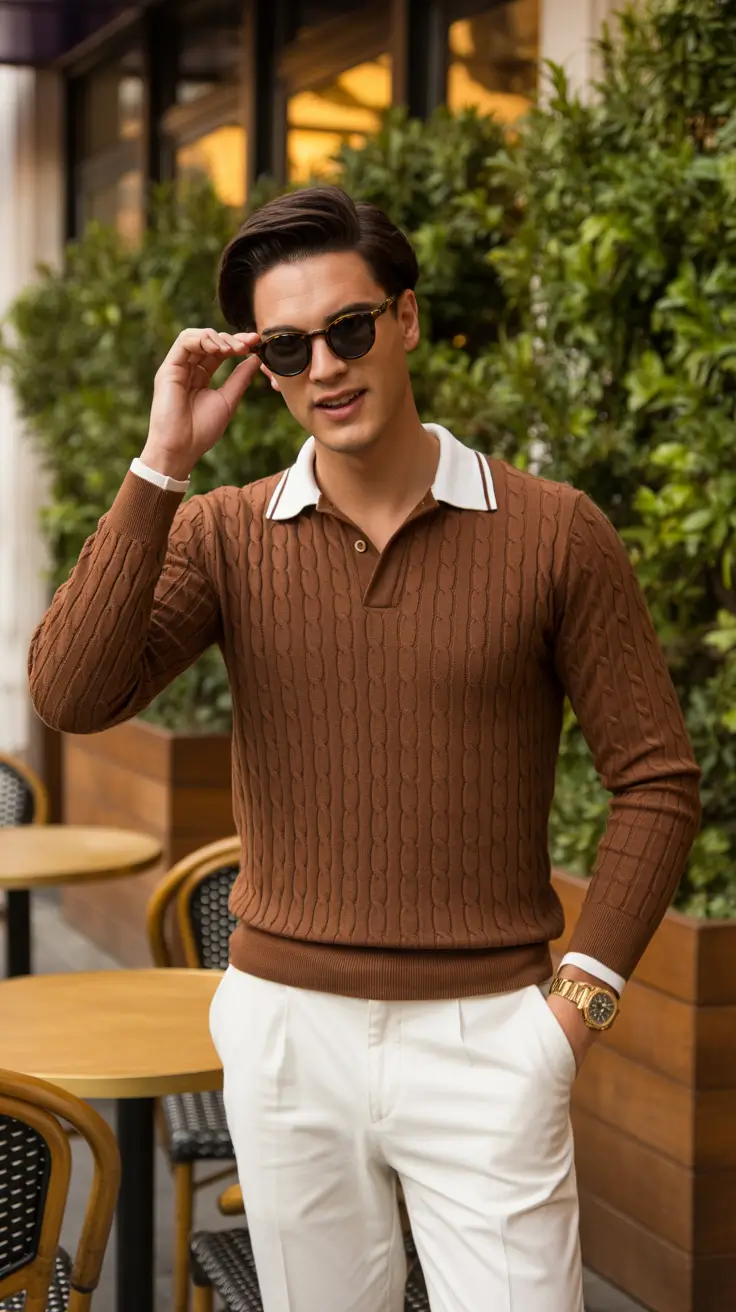 spring outfits men 2026 Retro Polished Café Charm