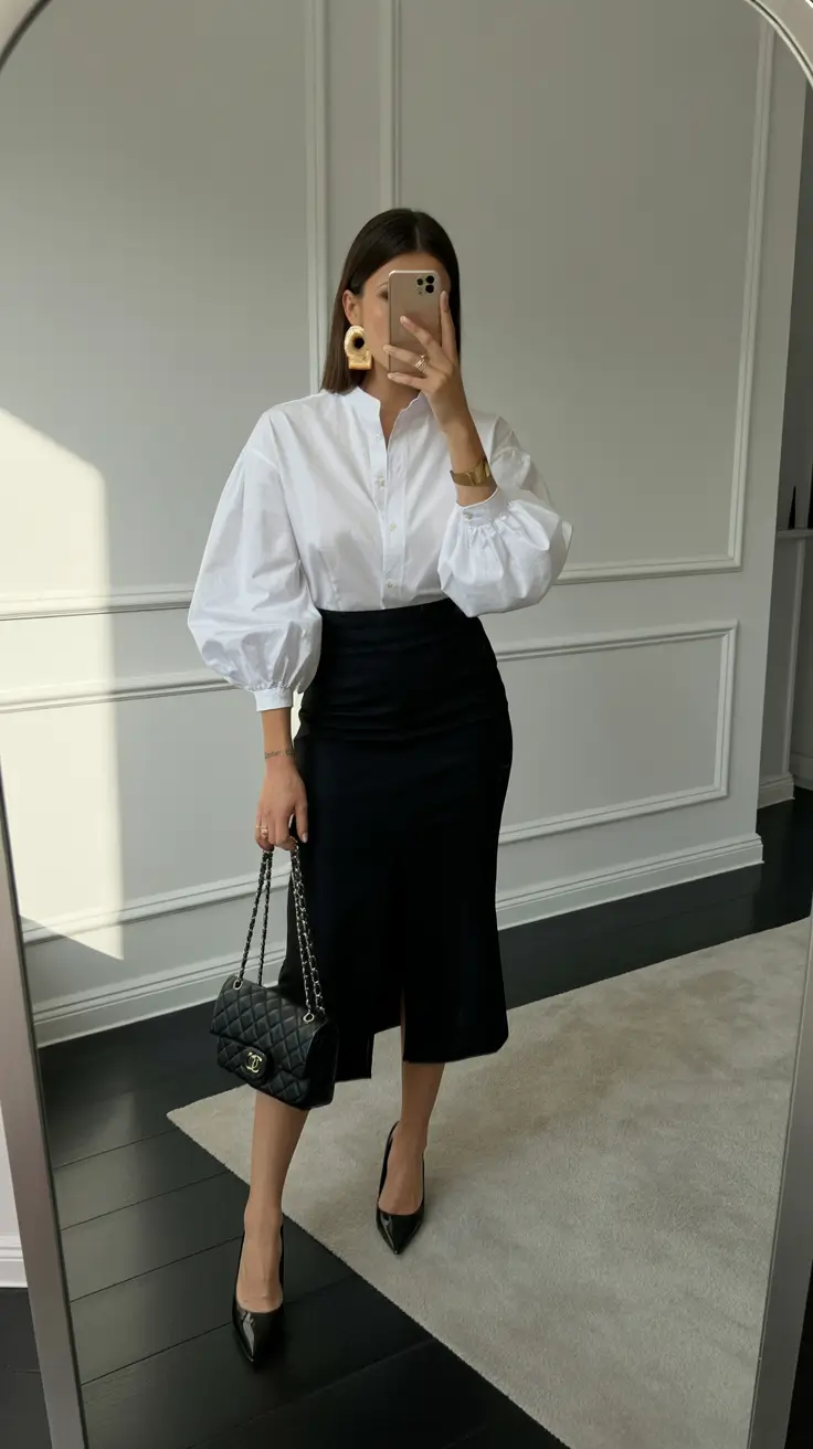 classy spring outfits for work 2026 White Shirting with Sculptural Elegance