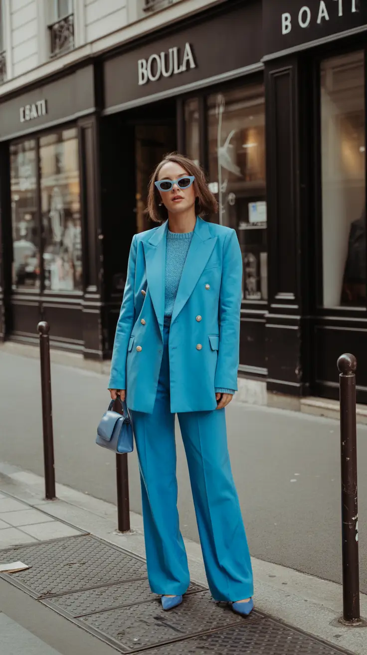 classy spring outfits for work 2026 Electric Blue Suiting for a Modern Spring Statement