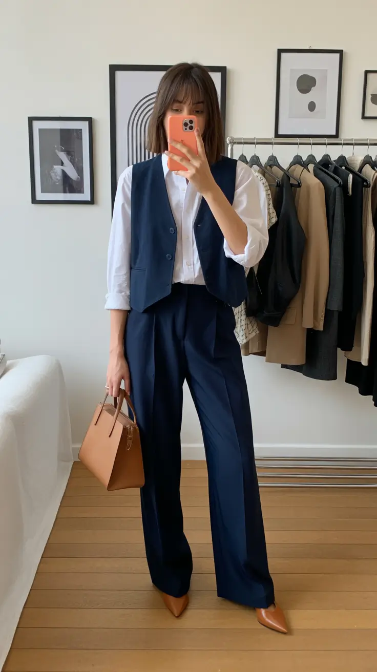 classy spring outfits for work 2026 Classic Navy Layers with a Modern Twist
