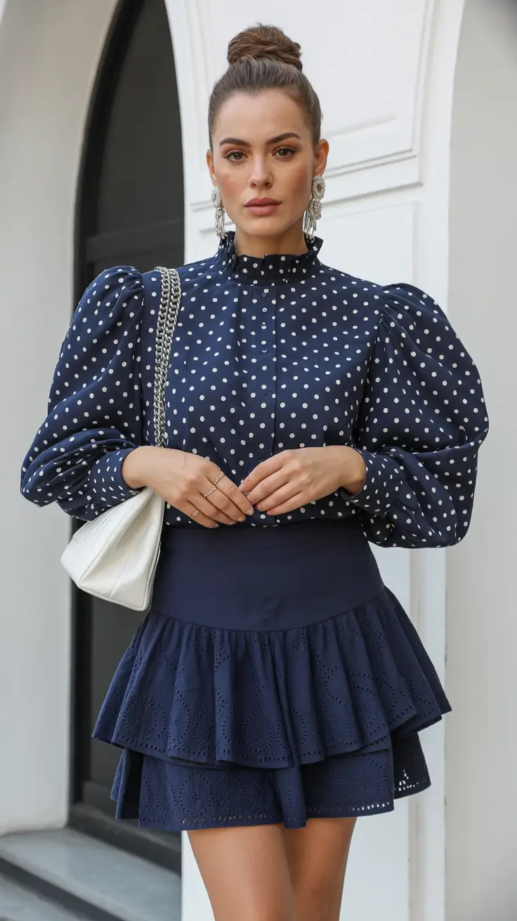 spring dinner outfits Classic Navy With a Modern Playful Twist