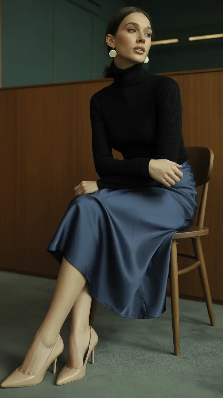 spring dinner outfits Silky Blues With Modern Minimal Ease