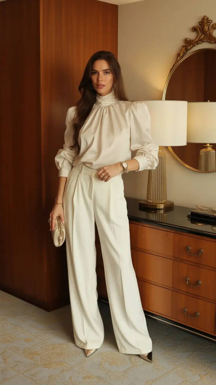 spring dinner outfits Cream Tones With Soft Vintage Elegance