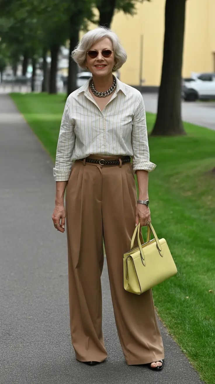 elegant spring outfits for old women 2026 Earthy Elegance with a Hint of Color