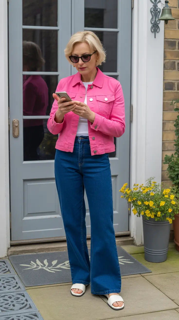 elegant spring outfits for old women 2026 Bright Pops of Color with Classic Denim