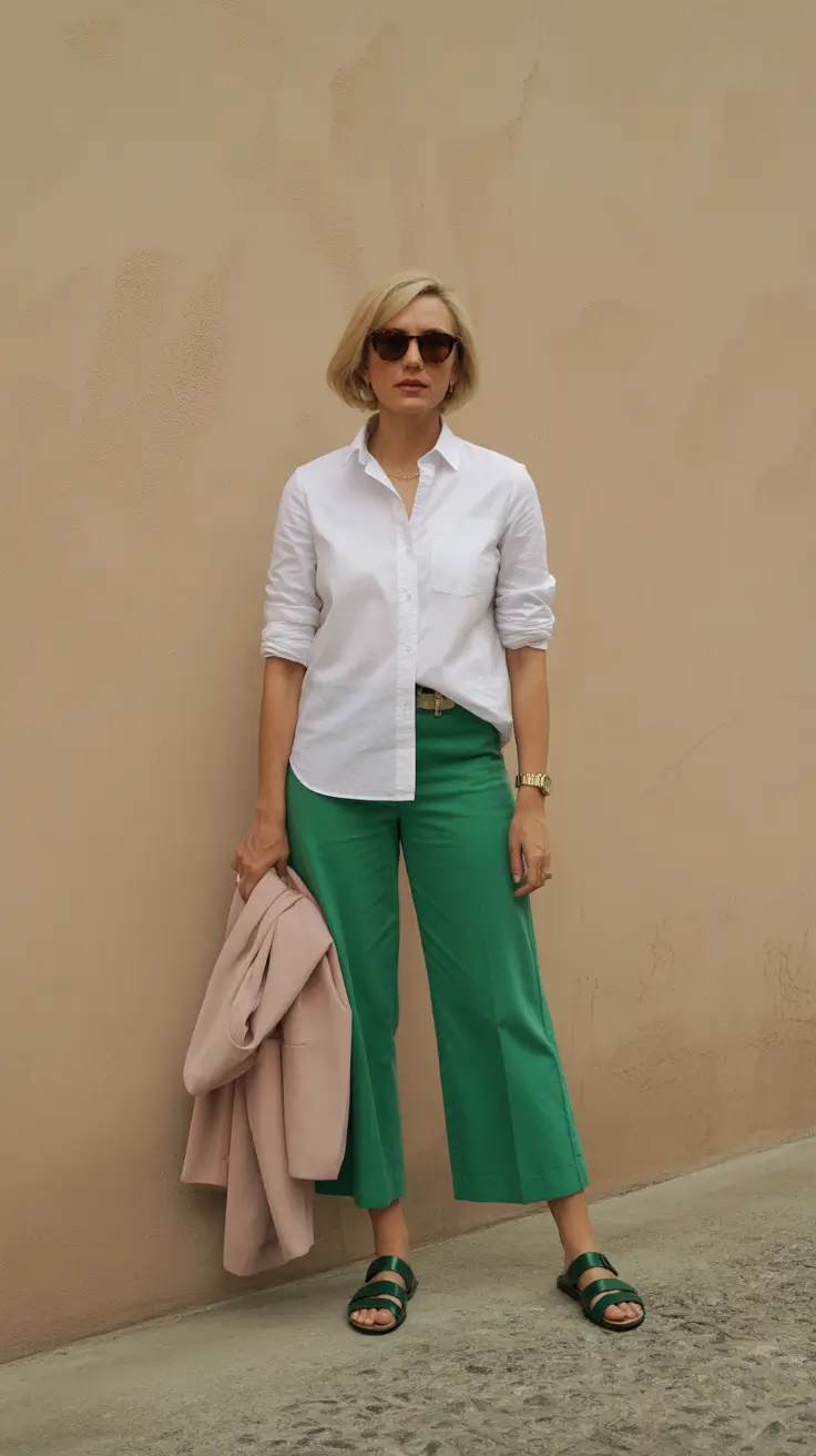 elegant spring outfits for old women 2026 Clean Lines with Confident Color Play