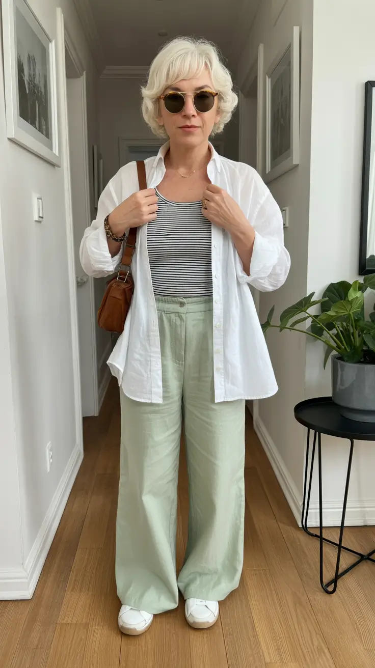 elegant spring outfits for old women 2026 Mint Tones and Relaxed Everyday Comfort