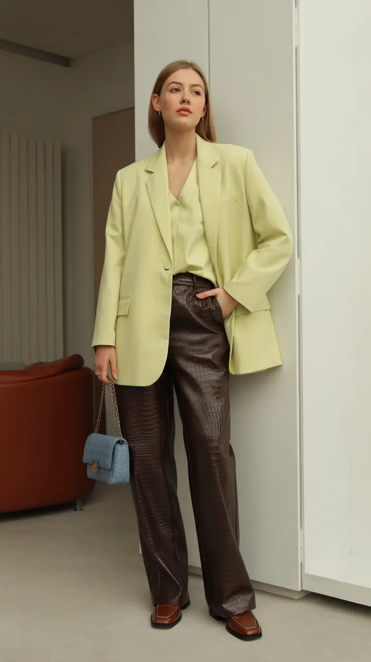 casual spring outfits 2026 Lemon-Toned Tailoring With Deep Texture
