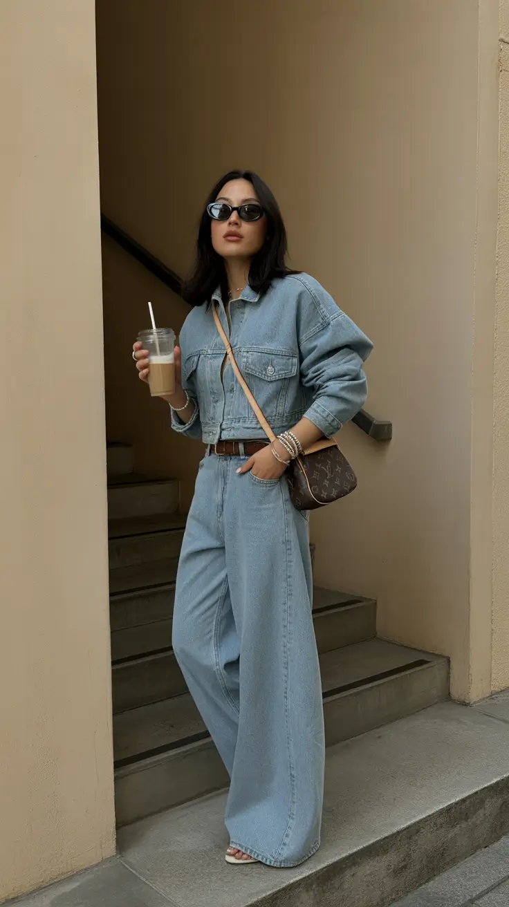 casual spring outfits 2026 Soft Denim-on-Denim for Modern Off-Duty Ease